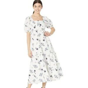WAYF Tie Back Puff Sleeve Midi Dress